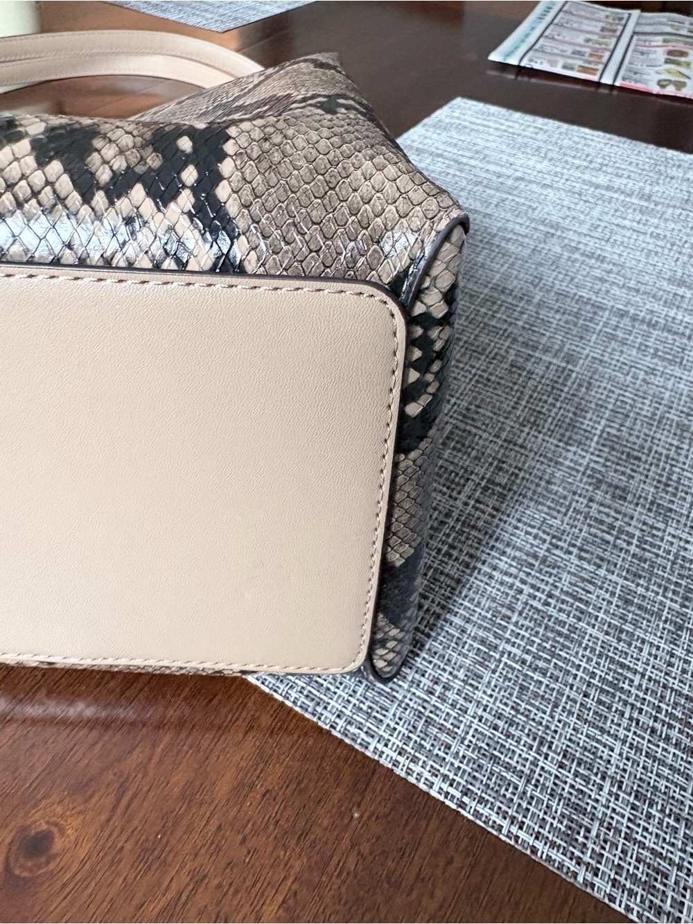 NWT Michael Kors Large Christina Beige Snake-Print Tote Bag - Picture 7 of 7